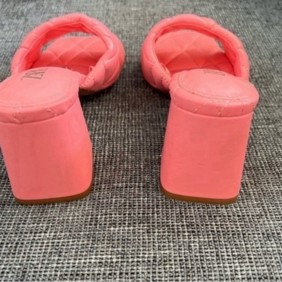 Zara Pink Quilted Leather Open Toe Heeled Sandals 7.5 - Picture 3 of 4